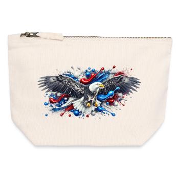 Pygargue à tête blanche volant avec des éclaboussures de peinture - Pochette zippée en toile 12 x 13 cm - blanc naturel - Devant