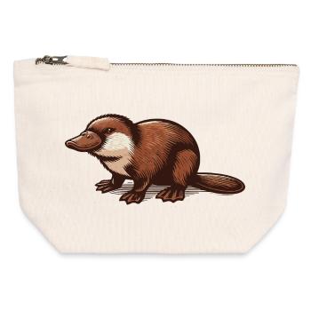 Ornithorynque - Pochette zippée en toile 12 x 13 cm - blanc naturel - Devant