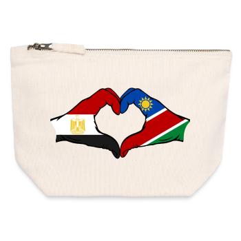 Ägypten_Namibia_Flagge_Haende_Herzform - Canvas Zip Pouch 12 x 13 cm - nature - Front