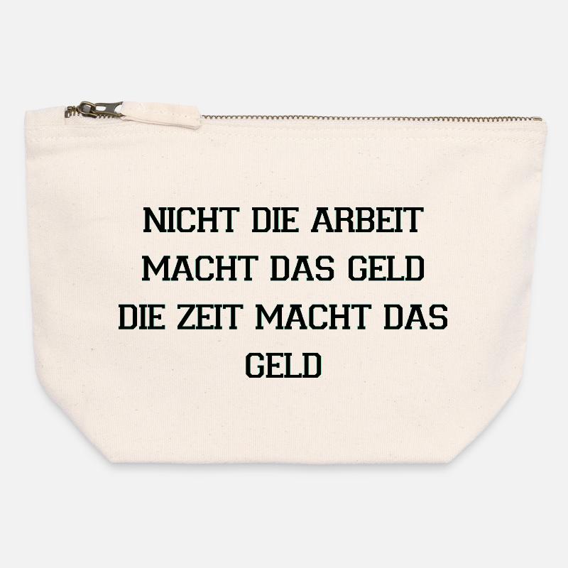 Zeit Macht Geld Zitat - Canvas Reißverschluss-Täschchen (12 x 13 cm) - Naturweiß