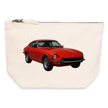 Red Vintage Sports Car - Canvas Zip Pouch 12 x 13 cm - nature - Front