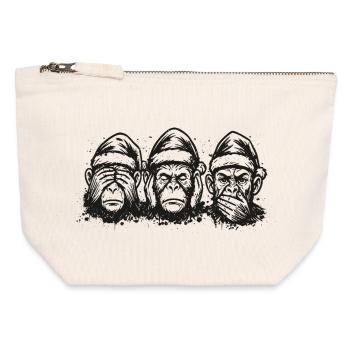 Three Monkeys - Santa Hats - Canvas Zip Pouch 12 x 13 cm - nature - Front