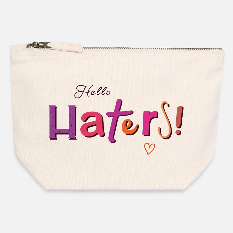 Hello Haters! Cooler Spruch - Canvas Reißverschluss-Täschchen (12 x 13 cm) - Naturweiß