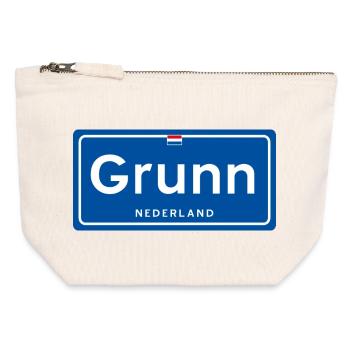 Grunn (Groningen) Ortsschild - Canvas Reißverschluss-Täschchen (12 x 13 cm) - Naturweiß - Vorne
