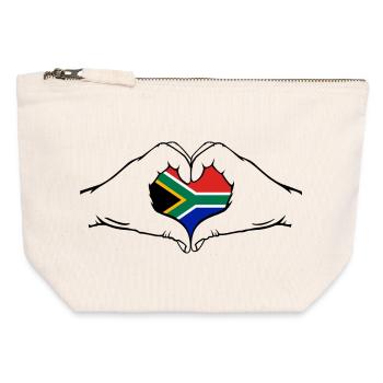 Afrique du Sud Forme de coeur - Pochette zippée en toile 12 x 13 cm - blanc naturel - Devant