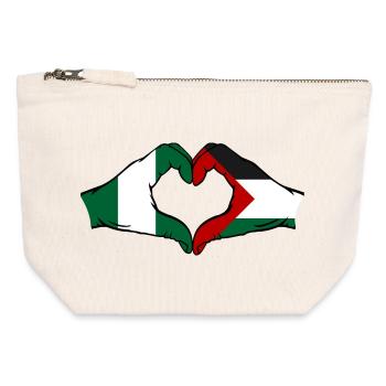 Nigeria Palestine Flag Heart Shape - Canvas Zip Pouch 12 x 13 cm - nature - Front