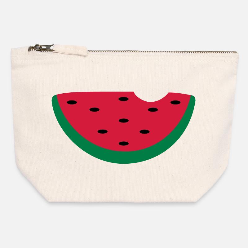 Melone - Canvas Reißverschluss-Täschchen (12 x 13 cm) - Naturweiß