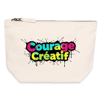 Courage Créatif Bunte Typografie - Canvas Reißverschluss-Täschchen (12 x 13 cm) - Naturweiß - Vorne