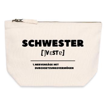 Définition de la sœur : Douleur au cou - Pochette zippée en toile 12 x 13 cm - blanc naturel - Devant