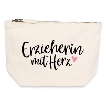Educator with a heart | Thank you gift daycare center - Canvas Zip Pouch 12 x 13 cm - nature - Front