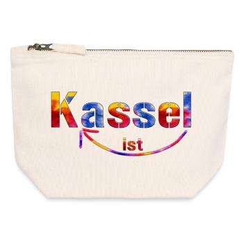 Kassel est super - Pochette zippée en toile 12 x 13 cm - blanc naturel - Devant