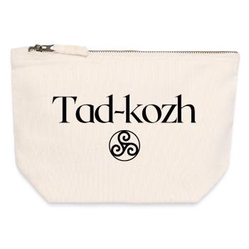 Tad-kozh Triskell Fête Grand-père Breton - Pochette zippée en toile 12 x 13 cm - blanc naturel - Devant