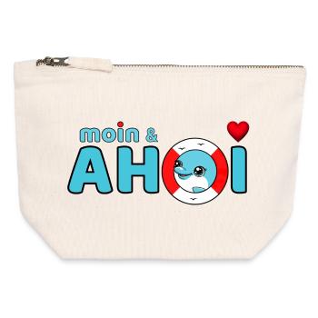 Moin et Ahoy - Pochette zippée en toile 12 x 13 cm - blanc naturel - Devant
