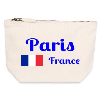 Paris, France- Imprimés élégants - Pochette zippée en toile 12 x 13 cm - blanc naturel - Devant