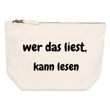 Wer das liest, kann lesen – Wortspiel Shirt - Canvas Reißverschluss-Täschchen (12 x 13 cm) - Naturweiß - Vorne