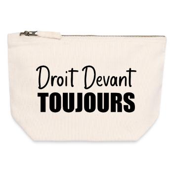 Droit devant, toujours - Pochette zippée en toile 12 x 13 cm - blanc naturel - Devant