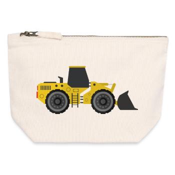 Bagger - Canvas Reißverschluss-Täschchen (12 x 13 cm) - Naturweiß - Vorne