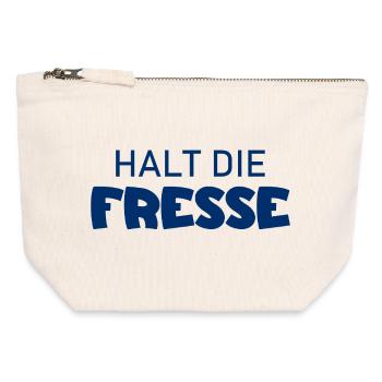 Halt die Fresse - Cooler Spruch - Canvas Reißverschluss-Täschchen (12 x 13 cm) - Naturweiß - Vorne