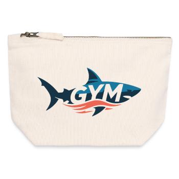 Aqua Shark Gym Emblem - Canvas Zip Pouch 12 x 13 cm - nature - Front