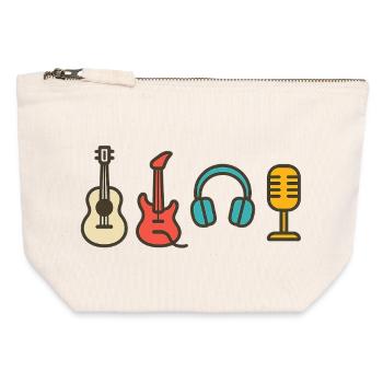 Notes musicales : Cadeau de conception rythmique et rythmique - Pochette zippée en toile 12 x 13 cm - blanc naturel - Devant