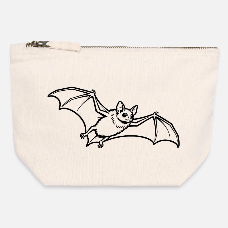 bat - Canvas Zip Pouch 12 x 13 cm - nature
