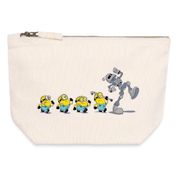 Minions In Einer Reihe Mit Roboter - Canvas Reißverschluss-Täschchen (12 x 13 cm) - Naturweiß - Vorne