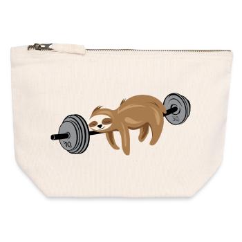 Sloth strength fitness gym gweichte sport symbol - Canvas Zip Pouch 12 x 13 cm - nature - Front
