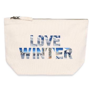 Love Winter - Skiing Winter Sports - Canvas Reißverschluss-Täschchen (12 x 13 cm) - Naturweiß - Vorne