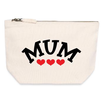 Maman / Fête des mères - Pochette zippée en toile 12 x 13 cm - blanc naturel - Devant