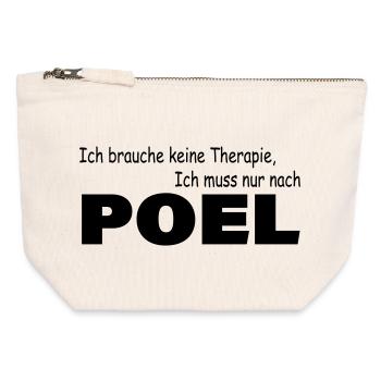 Thérapie POEL - Pochette zippée en toile 12 x 13 cm - blanc naturel - Devant
