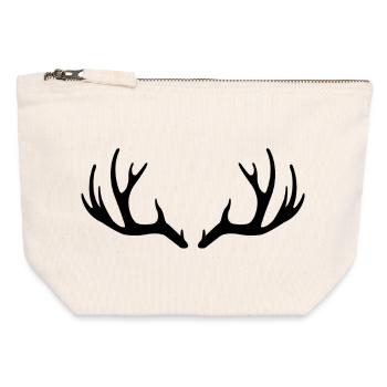 Cerf Antlers - Pochette zippée en toile 12 x 13 cm - blanc naturel - Devant