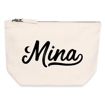 Mina Vorname Name Kalligrafie Mond Sterne Typo - Canvas Reißverschluss-Täschchen (12 x 13 cm) - Naturweiß - Vorne