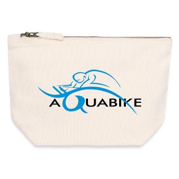 Aquabike en action - Pochette zippée en toile 12 x 13 cm - blanc naturel - Devant