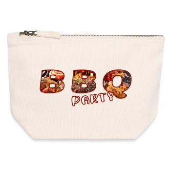 BBQ Party - Pochette zippée en toile 12 x 13 cm - blanc naturel - Devant