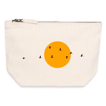 Grues d’oies sauvages Printemps - Pochette zippée en toile 12 x 13 cm - blanc naturel - Devant