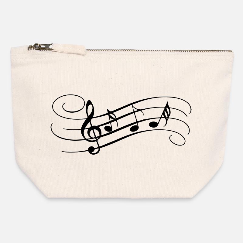 Envolée de notes - Pochette zippée en toile 12 x 13 cm - blanc naturel