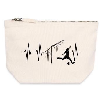 Soccer Goal Shot Heartbeat Player Team - Canvas Zip Pouch 12 x 13 cm - nature - Front