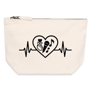 K-pop Heart Finger Heart Micro Music - Canvas Zip Pouch 12 x 13 cm - nature - Front