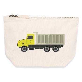 Lkw - Canvas Reißverschluss-Täschchen (12 x 13 cm) - Naturweiß - Vorne