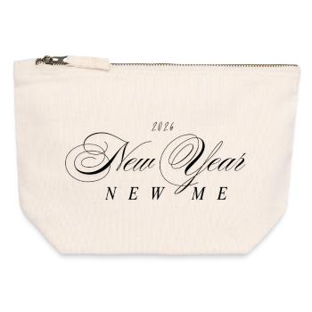 Nouvel An Nouveau moi - Pochette zippée en toile 12 x 13 cm - blanc naturel - Devant