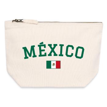 Drapeau du Drapeau du Mexique Vert - Pochette zippée en toile 12 x 13 cm - blanc naturel - Devant