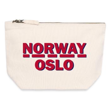 Norvège Oslo Typographie rétro - Pochette zippée en toile 12 x 13 cm - blanc naturel - Devant