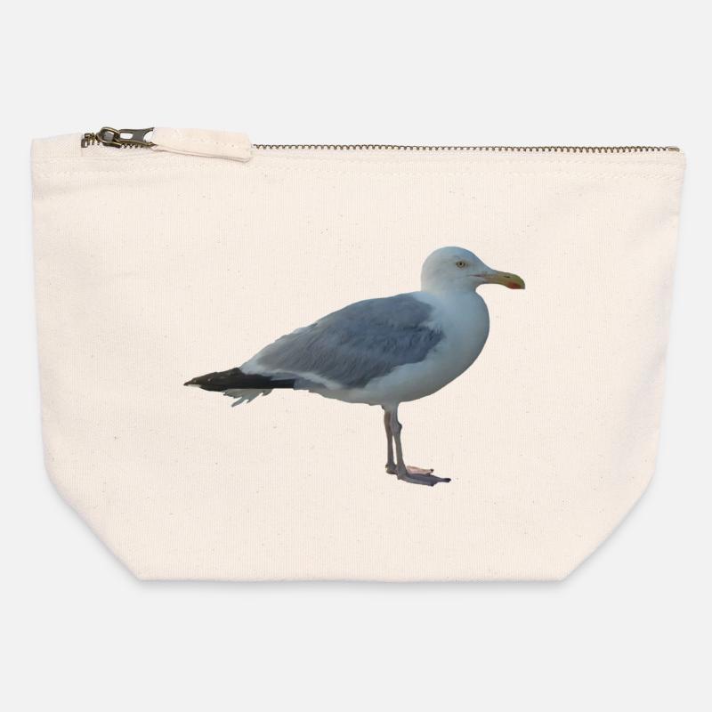 Mouette - Pochette zippée en toile 12 x 13 cm - blanc naturel