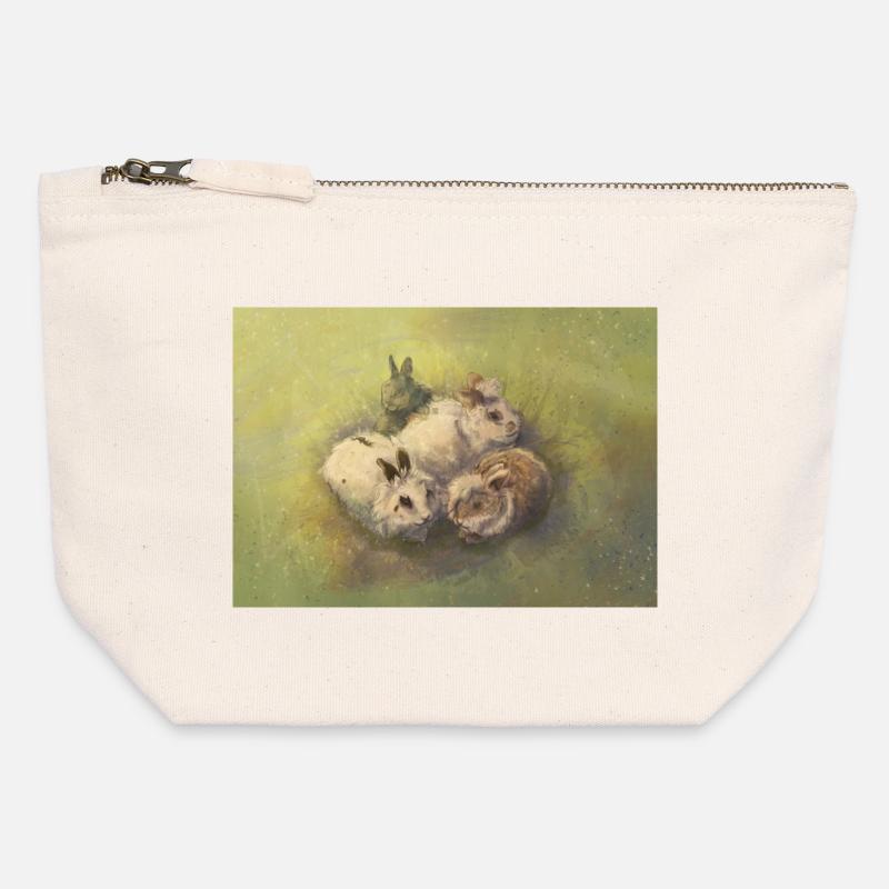 Rabbit Pack - Canvas Zip Pouch 12 x 13 cm - nature