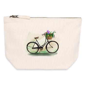 Bicycle with flowers - Canvas Zip Pouch 12 x 13 cm - nature - Front