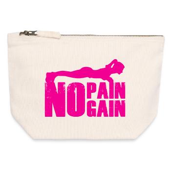 No Pain No Gain Krafttraining Silhouette - Canvas Reißverschluss-Täschchen (12 x 13 cm) - Naturweiß - Vorne