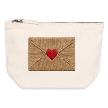 Liebesbrief im bestickten Look (gedruckt) - Canvas Reißverschluss-Täschchen (12 x 13 cm) - Naturweiß - Vorne