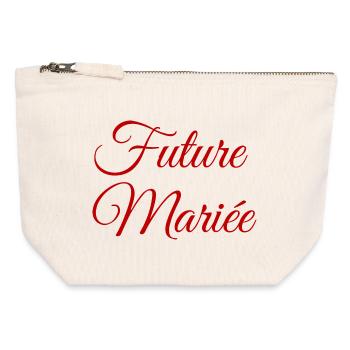 Future mariée - EVJF - Enterrement vie célibataire - Pochette zippée en toile 12 x 13 cm - blanc naturel - Devant