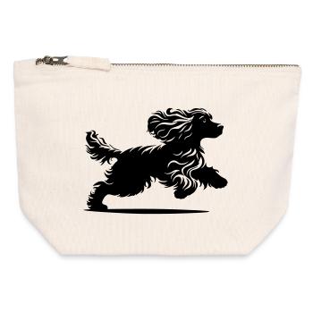 Cocker Spaniel - Pochette zippée en toile 12 x 13 cm - blanc naturel - Devant
