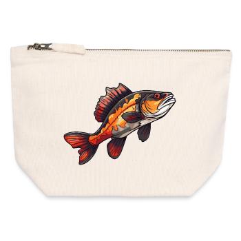 Perch Cartoon Fish - Canvas Zip Pouch 12 x 13 cm - nature - Front